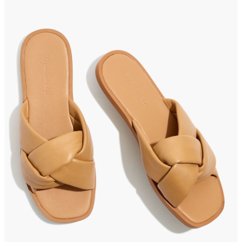Madewell Sandals The Jayna Braided Twist Slide Sz 10 Brown Leather Slip On Flat